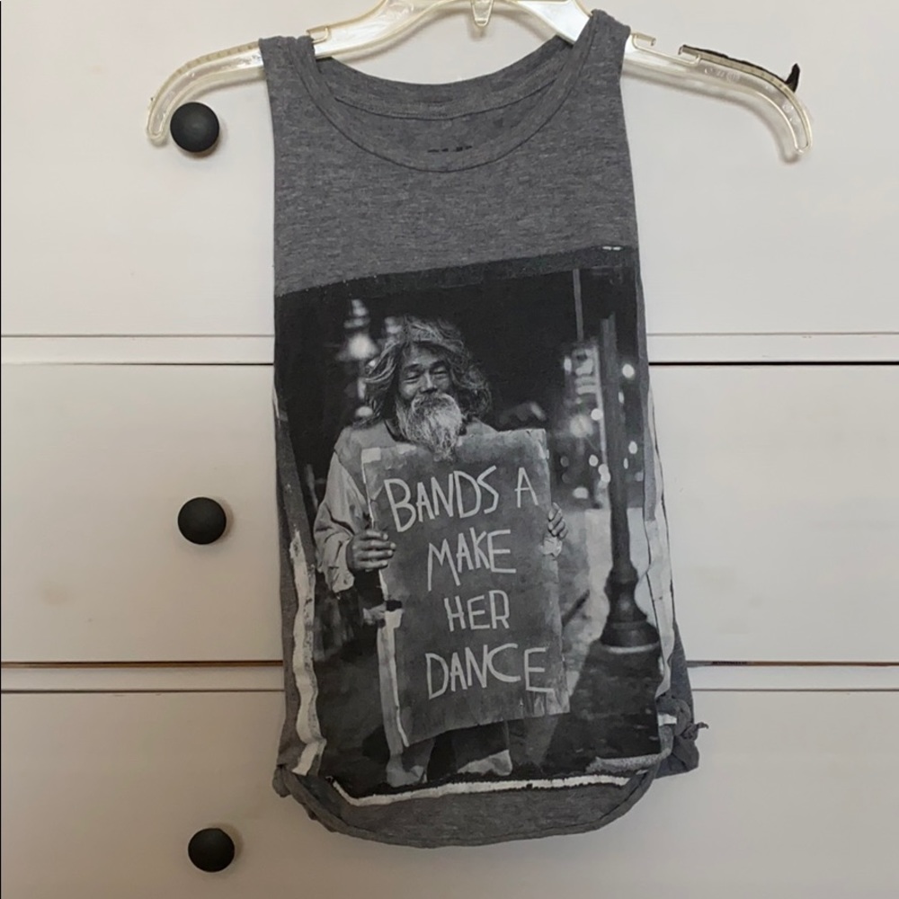 “Bands a make her dance” muscle tee with side slit